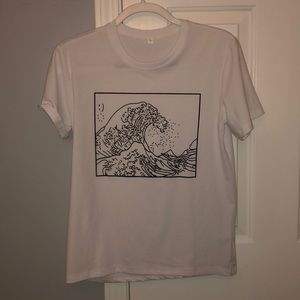 white wave t shirt